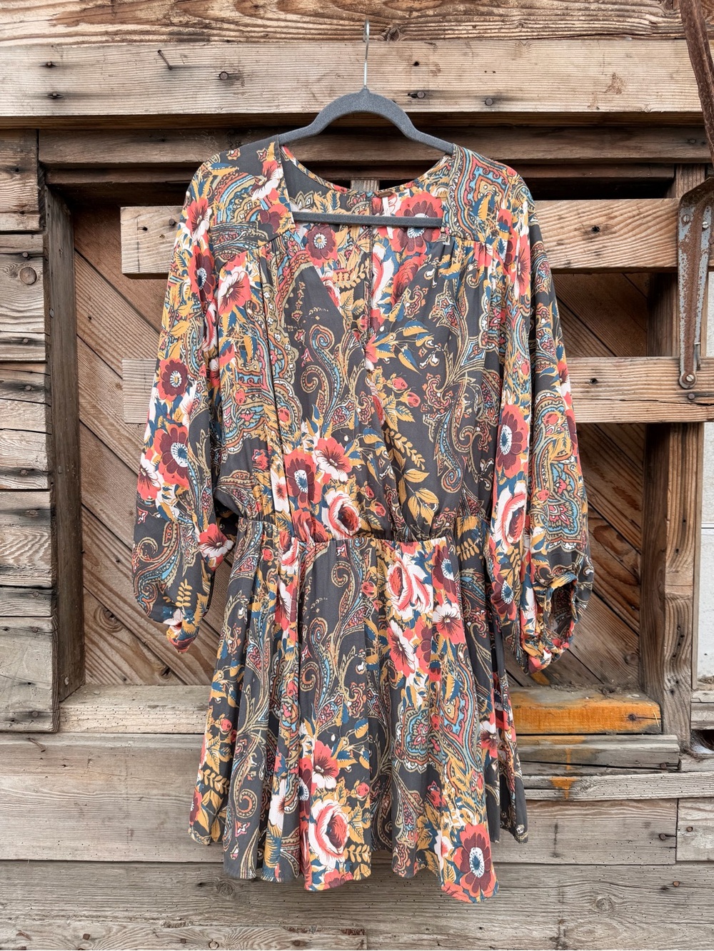 Free People Floral Paisley Mini Dress - Brown, Red, Mustard